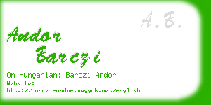 andor barczi business card